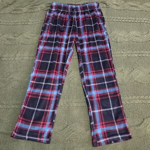 Cuddle Duds Pajama Pants Fleece Plaid Black Red And Blue Mens Size L